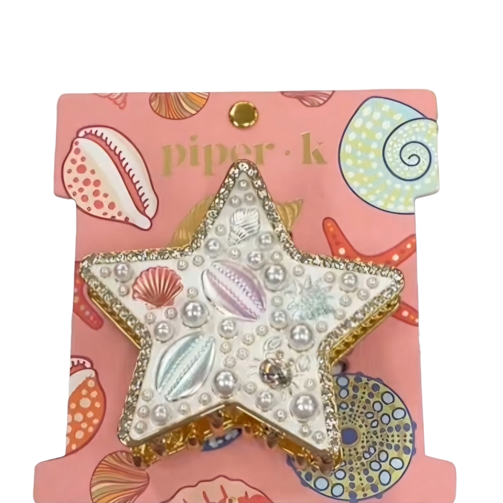 Piper K Starfish Shaped Hair Clip with Pearls Shells Crystals
